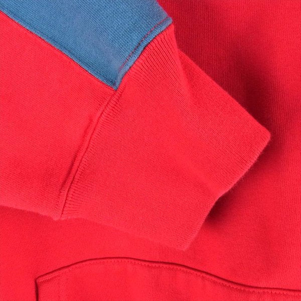 Supreme シュプリーム 18AW Paneled Hooded Sweatshirt フードロゴ刺繍パネル切替プルオーバースウェット パーカー レッド系 L【中古】