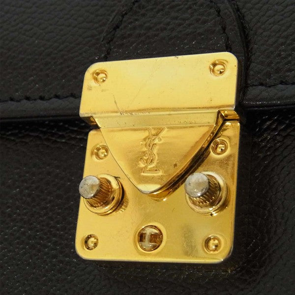 YVES SAINT LAURENT イヴサンローラン レザー クラッチバッグ クラッチ レディース バッグ ブラック系 ブラック系【中古】
