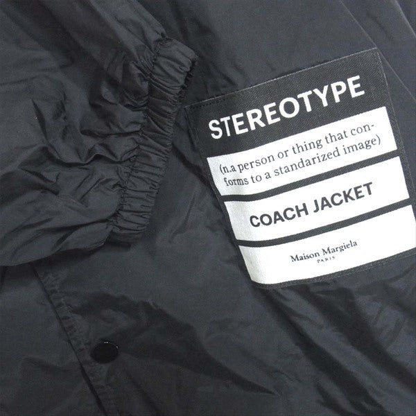 MAISON MARGIELA メゾンマルジェラ 19SS S50AM0358 フロントパッチ ナイロン コーチ ナイロンジャケット 黒系 52【新古品】【未使用】【中古】
