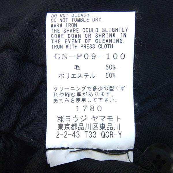 Yohji Yamamoto ヨウジヤマモト 20SS GN-P09-100 グラウンドワイ