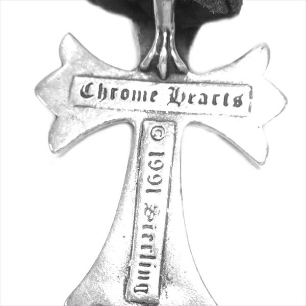 CHROME HEARTS クロムハーツ（原本無） スモール CH クロス w レザー ブレード ネックレス シルバー 全長約58cm【中古】