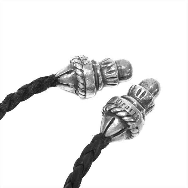 CHROME HEARTS クロムハーツ(原本無) スモール CH クロス w レザー ブレード ネックレス シルバー 全長約58cm【中古】
