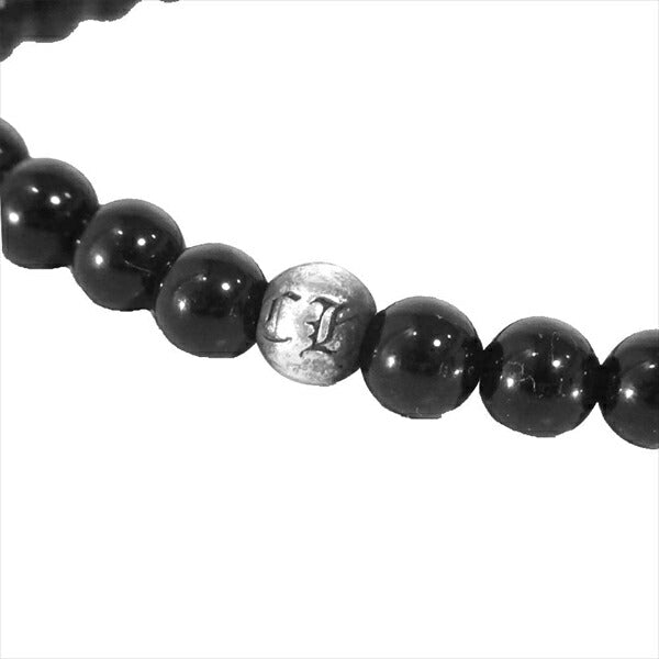 CHROME HEARTS クロムハーツ(原本無) 6mm BEAD ブレス ゴム ストーン CH シルバーボール ブレスレット ブラック系【中古】