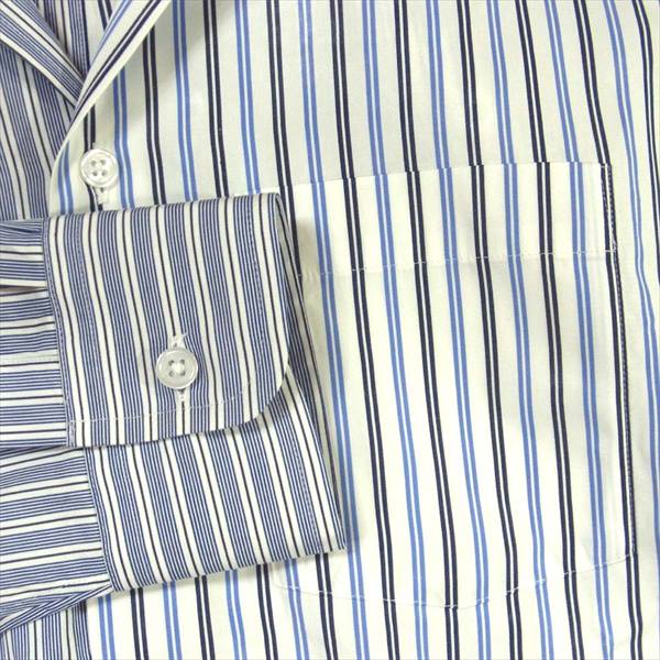 ALLEGE アレッジ EXCLUSIVE SHIRT エクスクルーシブ ストライプ 日本製 コットン 長袖シャツ 水色系 水色系 2【中古】