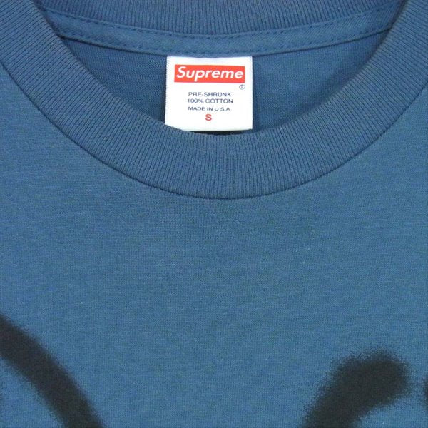 Supreme シュプリーム 18AW Smile Tee スプレー スマイル プリント 半袖Tシャツ USA製 コットン Tシャツ ブルー系  ブルー系 S【中古】