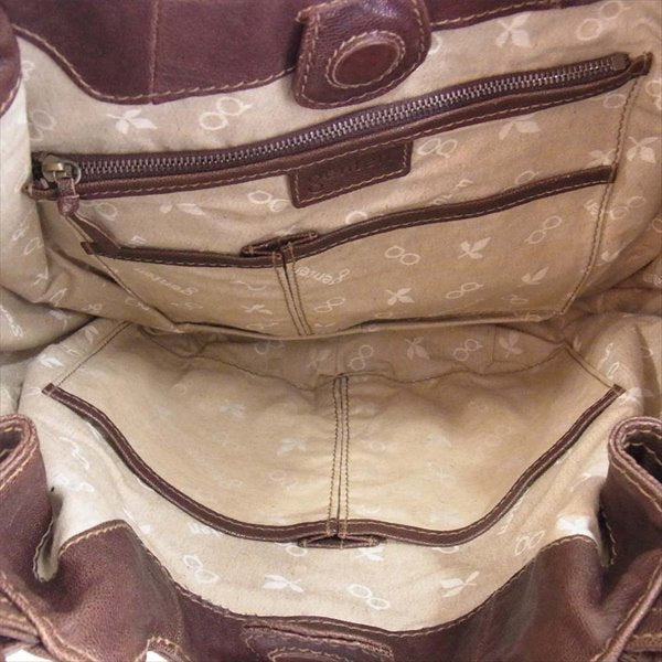 genten ゲンテン オールレザー本革 レディース トートバッグ ハンドバッグ ブラウン系 ブラウン系【中古】