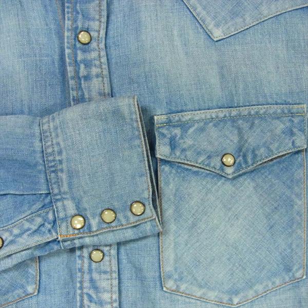 VISVIM ビズビム 0113105007006 SS FOUR CORNERS SHIRT DAMAGED ダメージ加工 デニムシャツ インディゴブルー系 インディゴブルー系 1【中古】