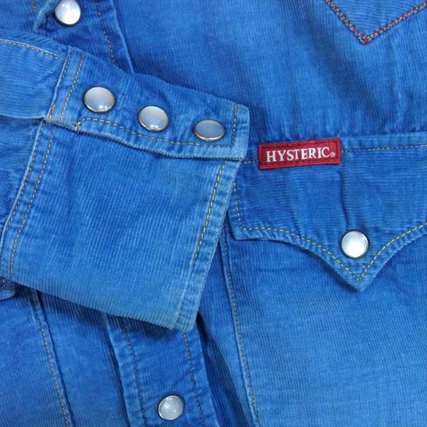 HYSTERIC GLAMOUR ヒステリックグラマー 0253AH07 ウエスタン シャツ コーデュロイ 長袖シャツ 水色系 M【中古】