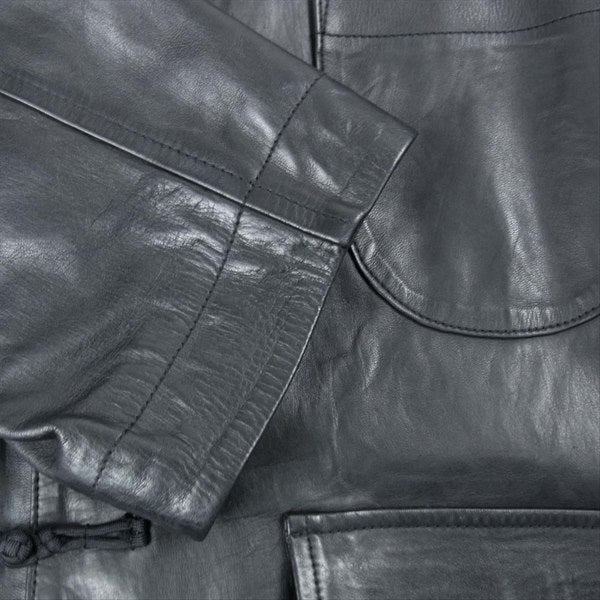 PORTER CLASSIC ポータークラシック LEATHER CHINESE JACKET ホースハイド レザー チャイニーズ チャイナ ジャケット ブラック系 3【中古】