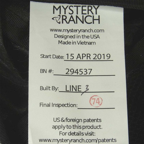 MYSTERY RANCH ミステリーランチ 15 APR 2019 294357 URBAN ASSAULT 18L アーバン アサルト ナイロン バックパック リュック ブラック系 ブラック系【中古】