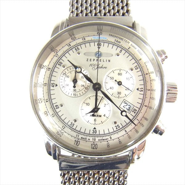 ツェッペリン 7680M-1 100周年記念 クォーツ 42mm メタルベルト 腕時計 時計 ウォッチ シルバー【中古】