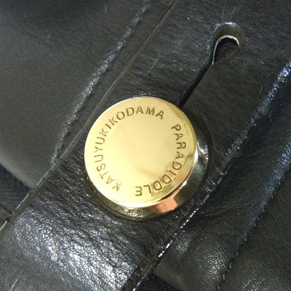 カツユキコダマ バックパック ジップ ゴールド 無地 リュック ブラック系【中古】