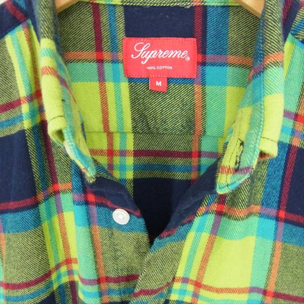 Supreme plaid flannel shirt lime サイズM