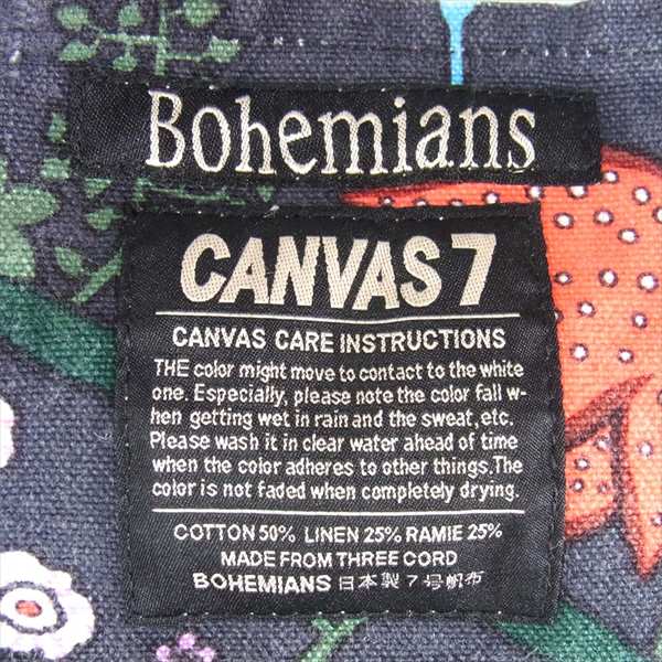 BOHEMIANS ボヘミアンズ ジャングル柄 CANVAS7 キャンバス ショルダー トート レディース トートバッグ 黒系 黒系【中古】