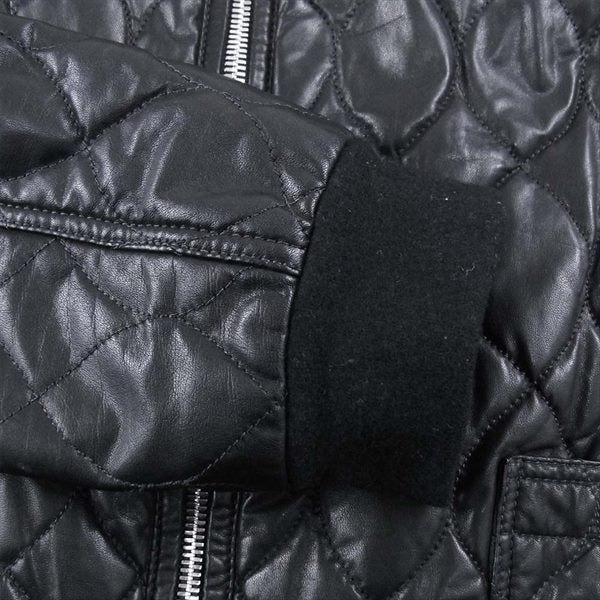 CHROME HEARTS クロムハーツ(原本無) ダガー クロスボール ジップ リブカシミヤ シルク裏地 キルティング レザー ジャケット ブラック系 XL【中古】