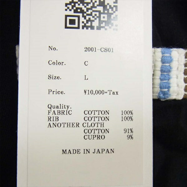 クオン 20SS 2001-CS01 T-SHIRT 裂織 ポケット Tシャツ ブラック系 L【新古品】【未使用】【中古】