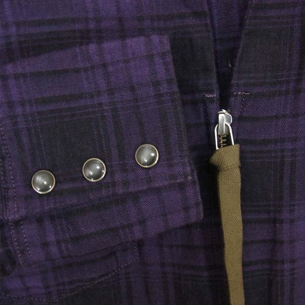 BED J.W. FORD ベッドフォード 15AW スタンドカラー ロングスリーブジップアップ チェック ウエスタン 長袖シャツ パープル系【中古】