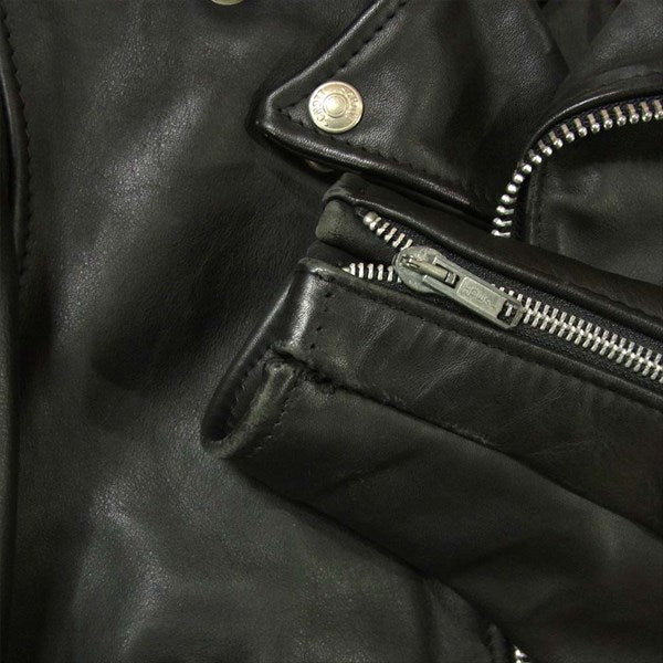 schott ショット 618 裏地キルティング レザー ダブル ライダース ジャケット ブラック系 34【中古】