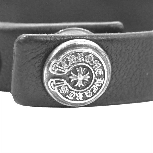 CHROME HEARTS クロムハーツ(原本無) ZERO STUD SNGL ROW ゼロピラミッド シングル ロウ スタッズ レザー ブレスレット シルバー【中古】