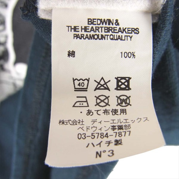 BEDWIN & THE HEARTBREAKERS ベドウィンアンドザハートブレイカーズ グラフィック プリント Tシャツ 半袖シャツ 紺系 no.3【中古】