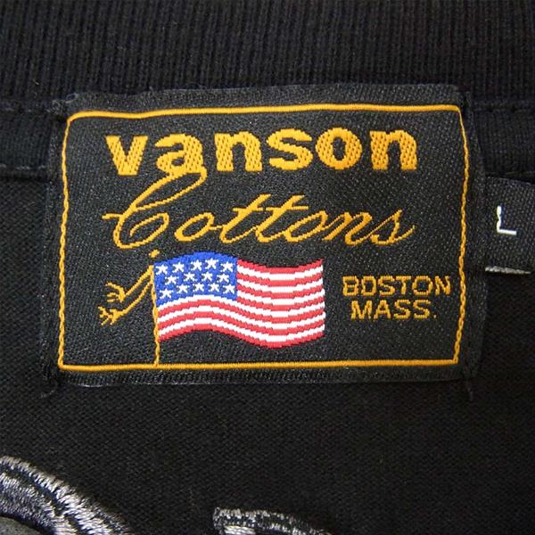 VANSON バンソン ルーニーテューンズ モーターサイクル 刺繍 半袖 Tシャツ ブラック系 L【極上美品】【中古】