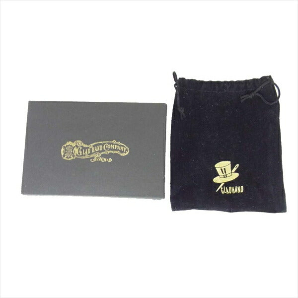 GLADHAND & Co. グラッドハンド ブラス 真鍮 プレートロゴ エンボスレザー ブレスレット ブラック系【中古】