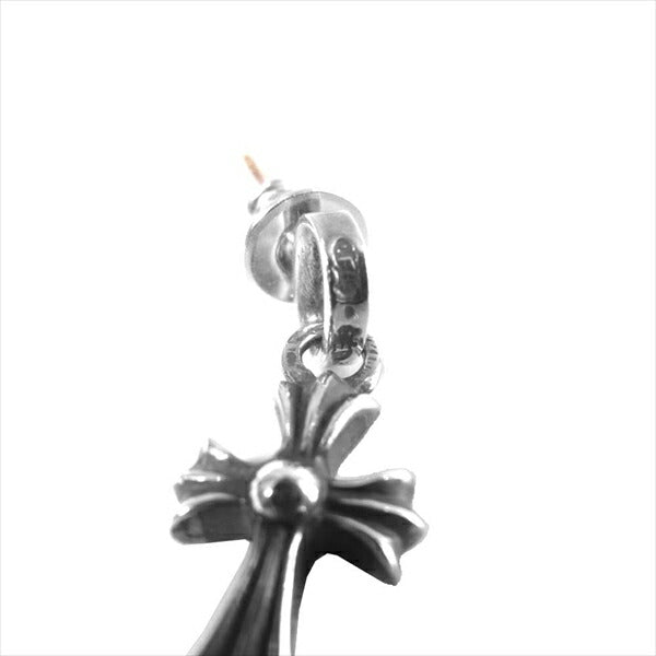 CHROME HEARTS クロムハーツ(原本無) ベイビー ファット クロス チャーム パヴェ ダイヤ ドロップ ピアス シルバー【中古】