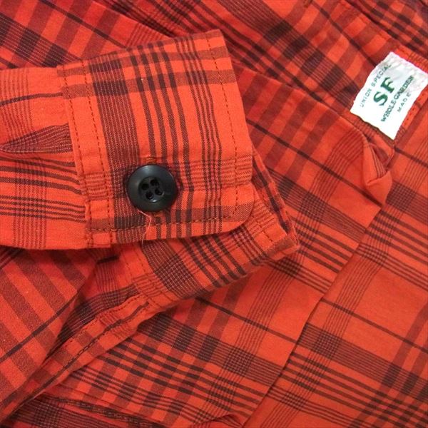 SASAFRAS ササフラス SF-191482 DIGS CREW HALF コットン リネン ハーフ シャツ ジャケット レッド系 S【中古】