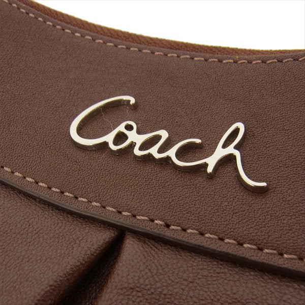 COACH コーチ F15512 アシュレイ レザー ロゴ ゴールド タック レディース ショルダーバッグ ブラウン系【中古】