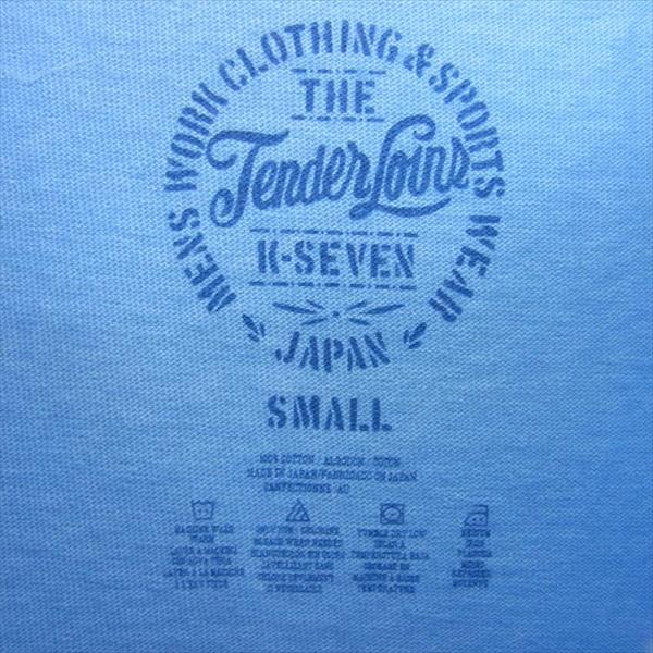 TENDERLOIN テンダーロイン T-TEE ZIG ZAG 藍染 加工 プリント Tシャツ 水色系 S【中古】
