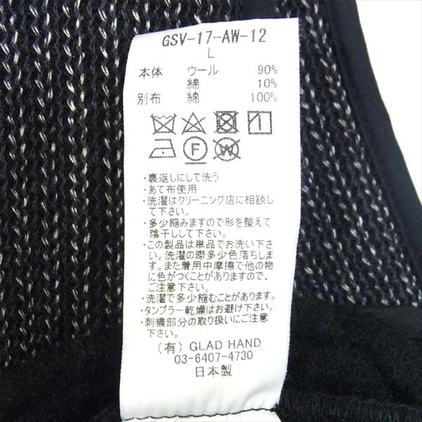ギャングスタビル 刺繍 ごま塩 ビーチクロスベスト 日本製 ベスト ジレ ブラック系 L【美品】【中古】
