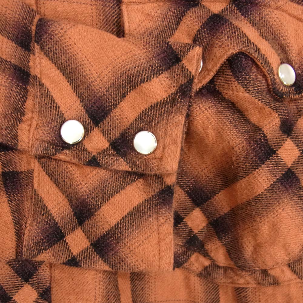 SASAFRAS ササフラス ウエスタン チェック 長袖シャツ オレンジ系 L【中古】