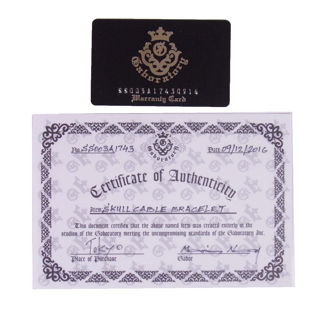 GABOR ガボール 国内正規店ギャランティ付属 SKULL CABLE BRACELET スカル ケーブル ワイヤー ブレスレット バングル シルバー系【中古】