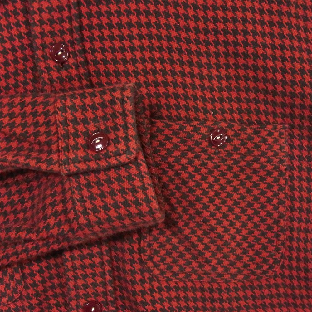 THE FLAT HEAD ザフラットヘッド 日本製 千鳥格子 コットン シャツ レッド系 ブラック系 38【中古】