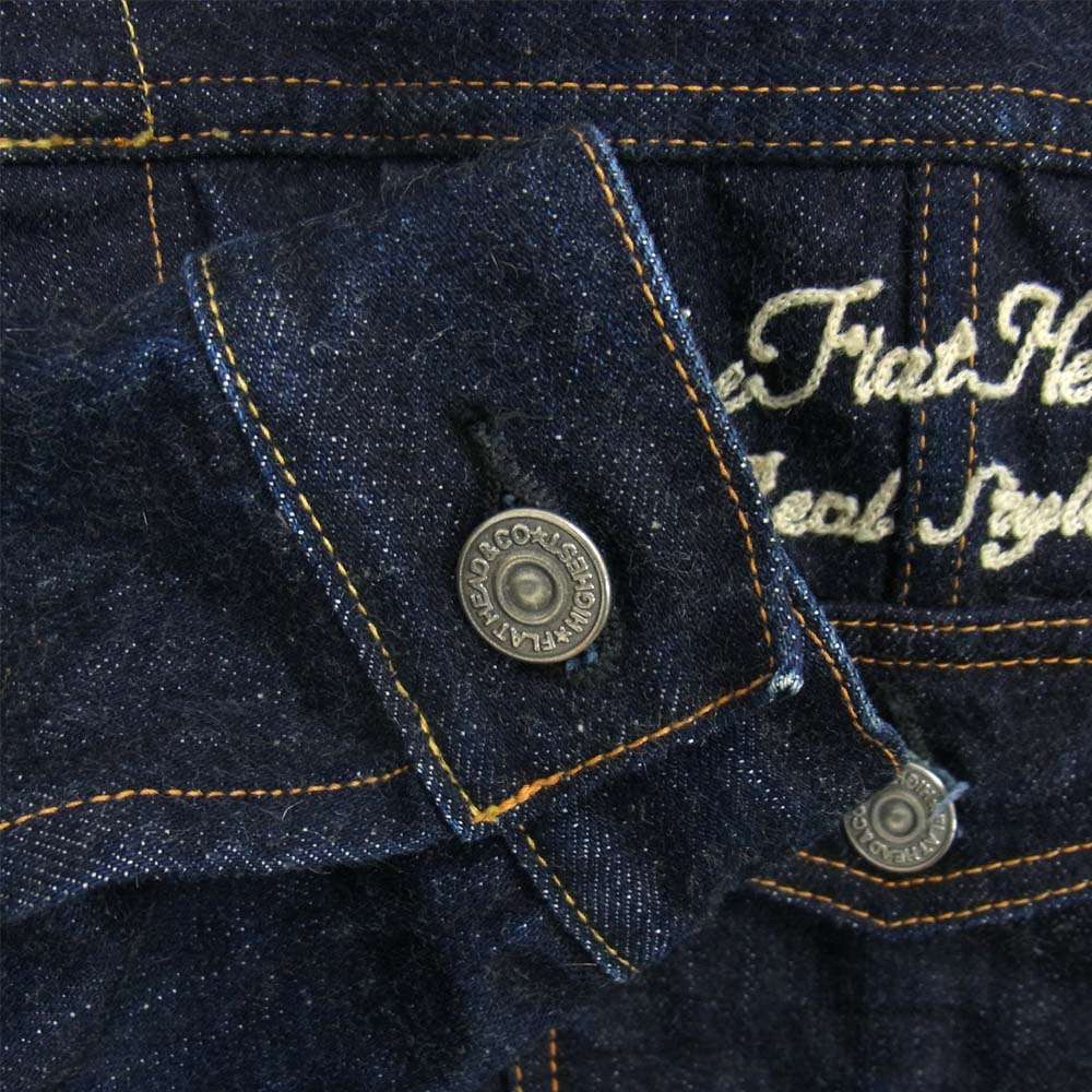 THE FLAT HEAD ザフラットヘッド 6006W 刺繍 デニム ジャケット 2ndタイプ インディゴブルー系 38【中古】