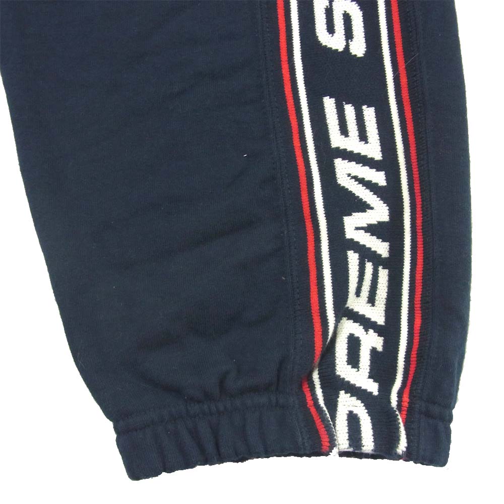 Supreme シュプリーム 19AW Text Rib Sweat pants テキストリブ スウェットパンツ 中国製 ネイビー系 S【中古】
