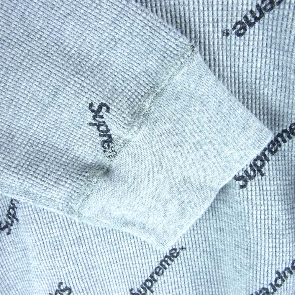 Supreme シュプリーム 15AW Logo Waffle Thermal 総柄 プリント サーマル L/S カットソー グレー系 L【中古】