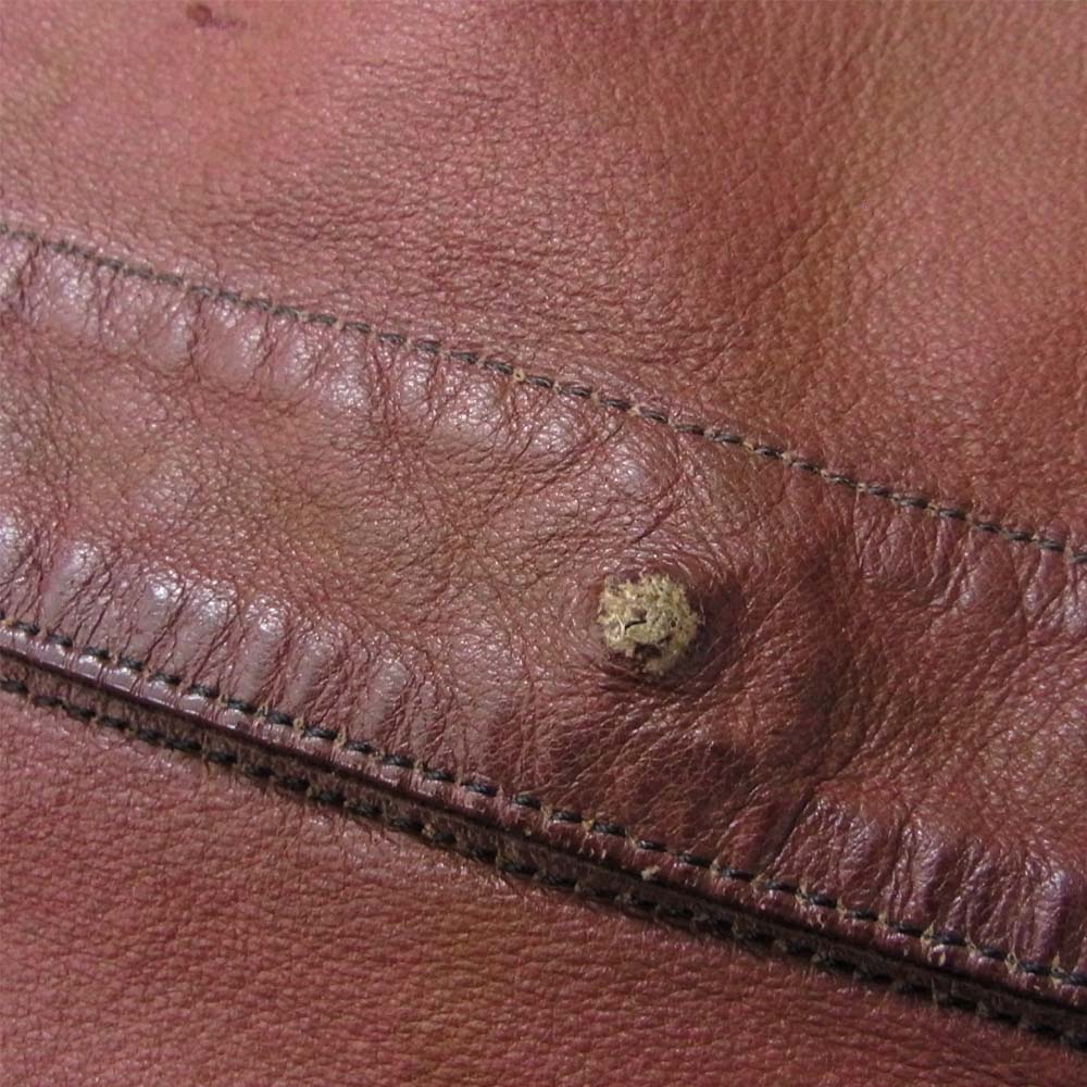 CHROME HEARTS クロムハーツ(原本無) CHクロスボール ボタン レザー チェック シャツ ダークブラウン系 M【中古】