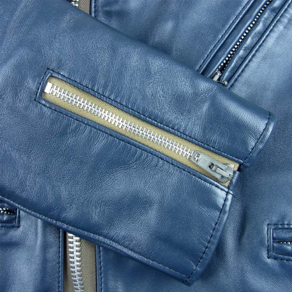 ADDICT CLOTHES アディクトクローズ AD-03 ホースハイド ダブル レザー ライダース ジャケット ネイビー系 36【中古】