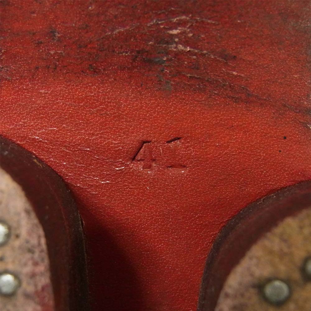 ヒロムタカハラ スネークスキン バターナイフ スタッズ シューズ ブラック系 41【中古】