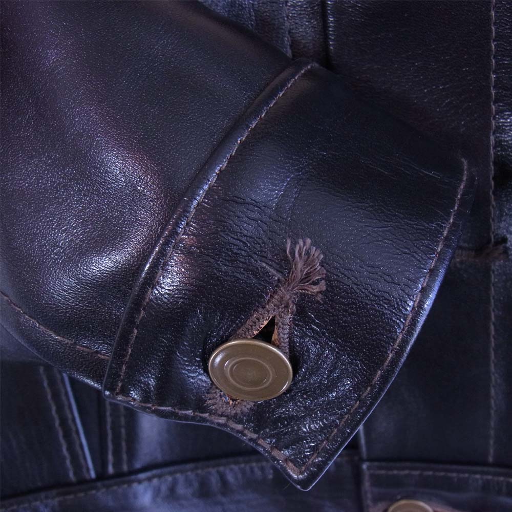 HIGH LARGE LEATHERS ハイラージレザー HJL14JK003 Broken Arrow ホースハイド 3rd レザー ジャケット ブラック系 36【新古品】【未使用】【中古】