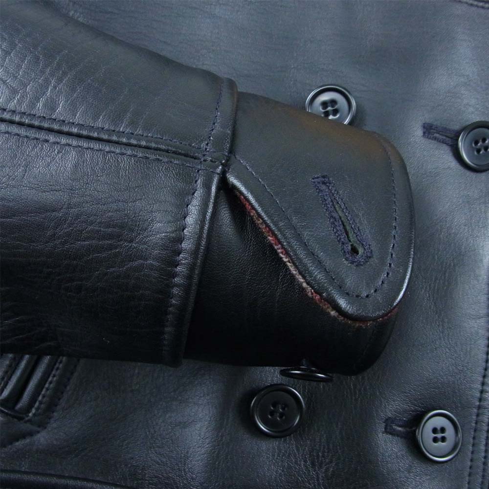 AT LAST アットラスト 未使用 w-breasted coat ホースハイド レザー カーコート ジャケット ブラック系【極上美品】【中古】