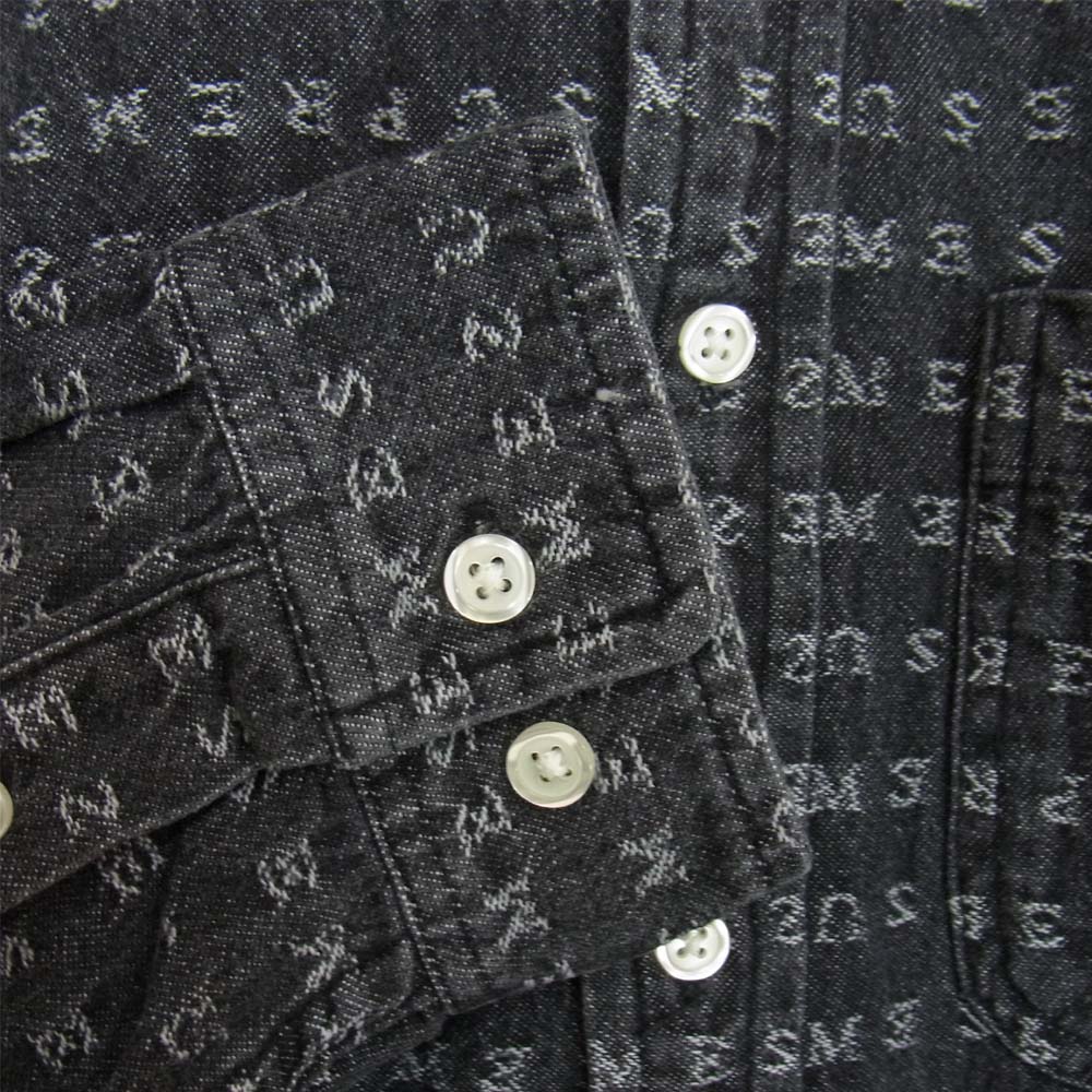 Supreme シュプリーム 20SS Jacquard Logos Denim Shirt ジャガード ロゴ デニム シャツ ブラック系 S【美品】【中古】