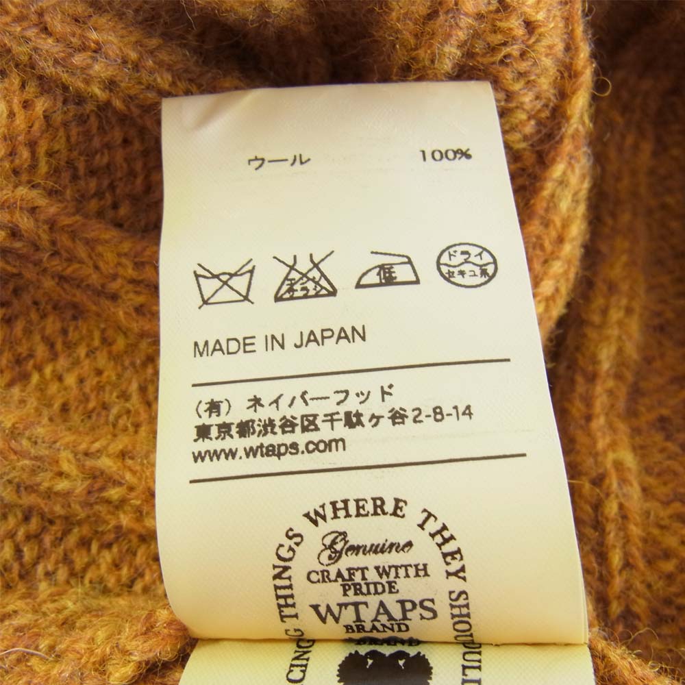 WTAPS ダブルタップス 14AW 142MADT-HT01 BEANIE 01 ウール ニットキャップ ビーニー イエロー系 F【中古】