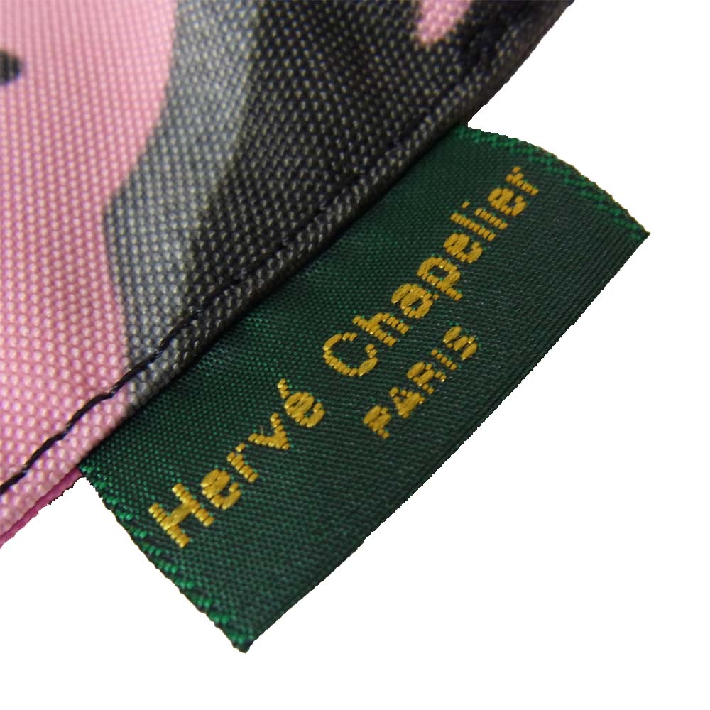 Herve Chapelier エルベ・シャプリエ 902F フラットポーチM カモフラージュグリローズ ピンク系【新古品】【未使用】【中古】