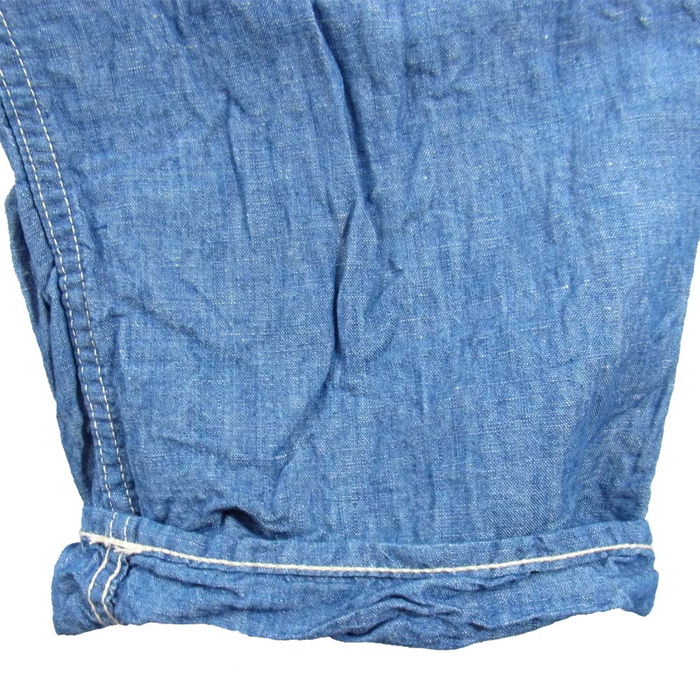 Anachronorm アナクロノーム ANA391 W Knee Easy Pants INDIGO コットンリネン シャンブレー イージーパンツ インディゴブルー系 1【新古品】【未使用】【中古】