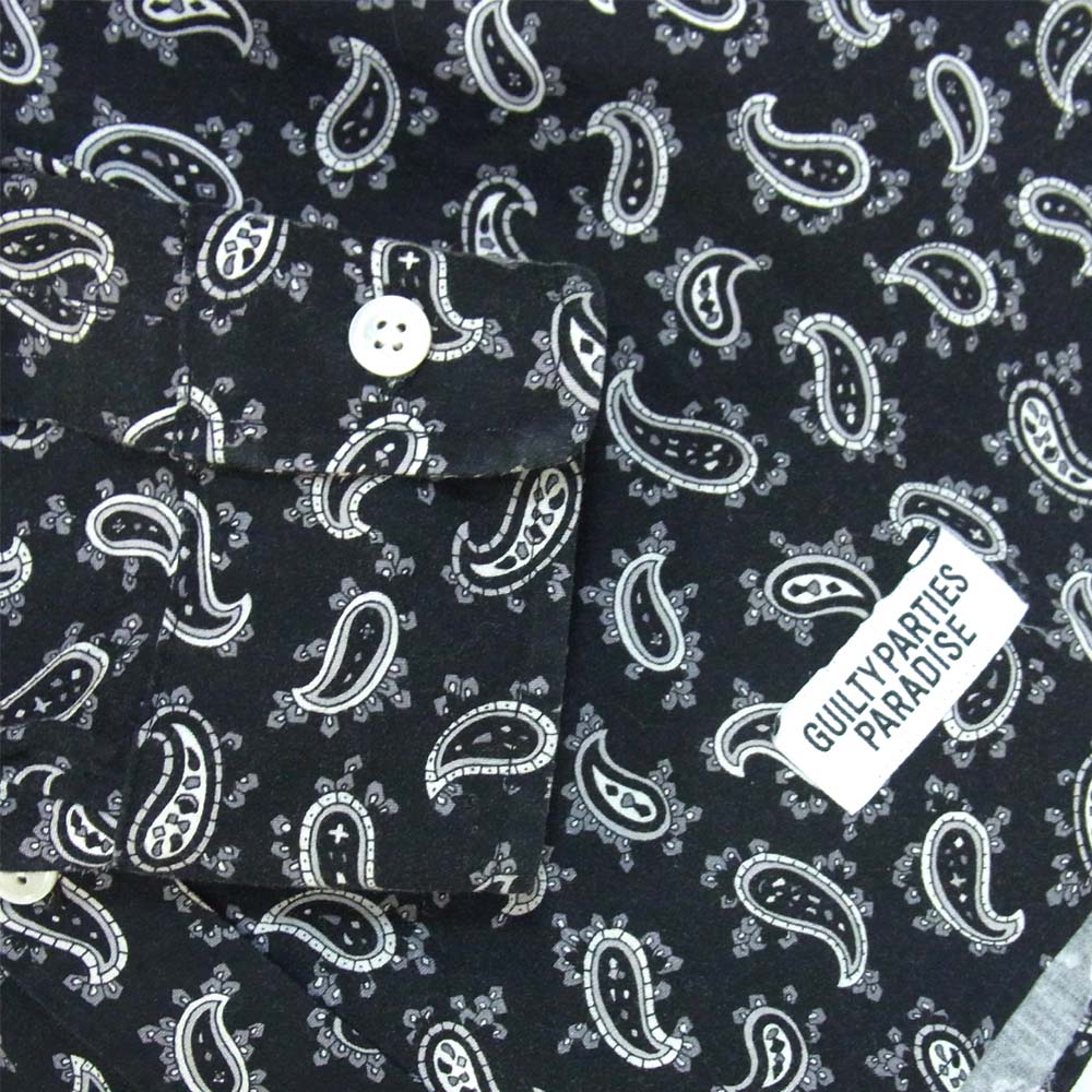 WACKO MARIA ワコマリア ペイズリー柄 ボタンダウン シャツ ブラック系 L【美品】【中古】