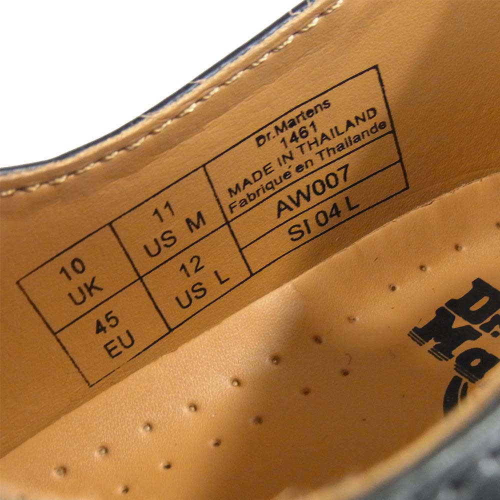 Dr.Martens ドクターマーチン 1461 3EYE GIBSON SHOE 3ホール ギブソン シューズ ブラック系 UK10【美品】【中古】