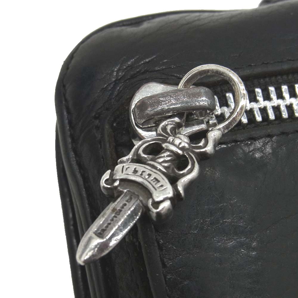 CHROME HEARTS クロムハーツ(原本無) SQ BTN BILL スクエア ボタン ビル レザー ウォレット ブラック系【中古】