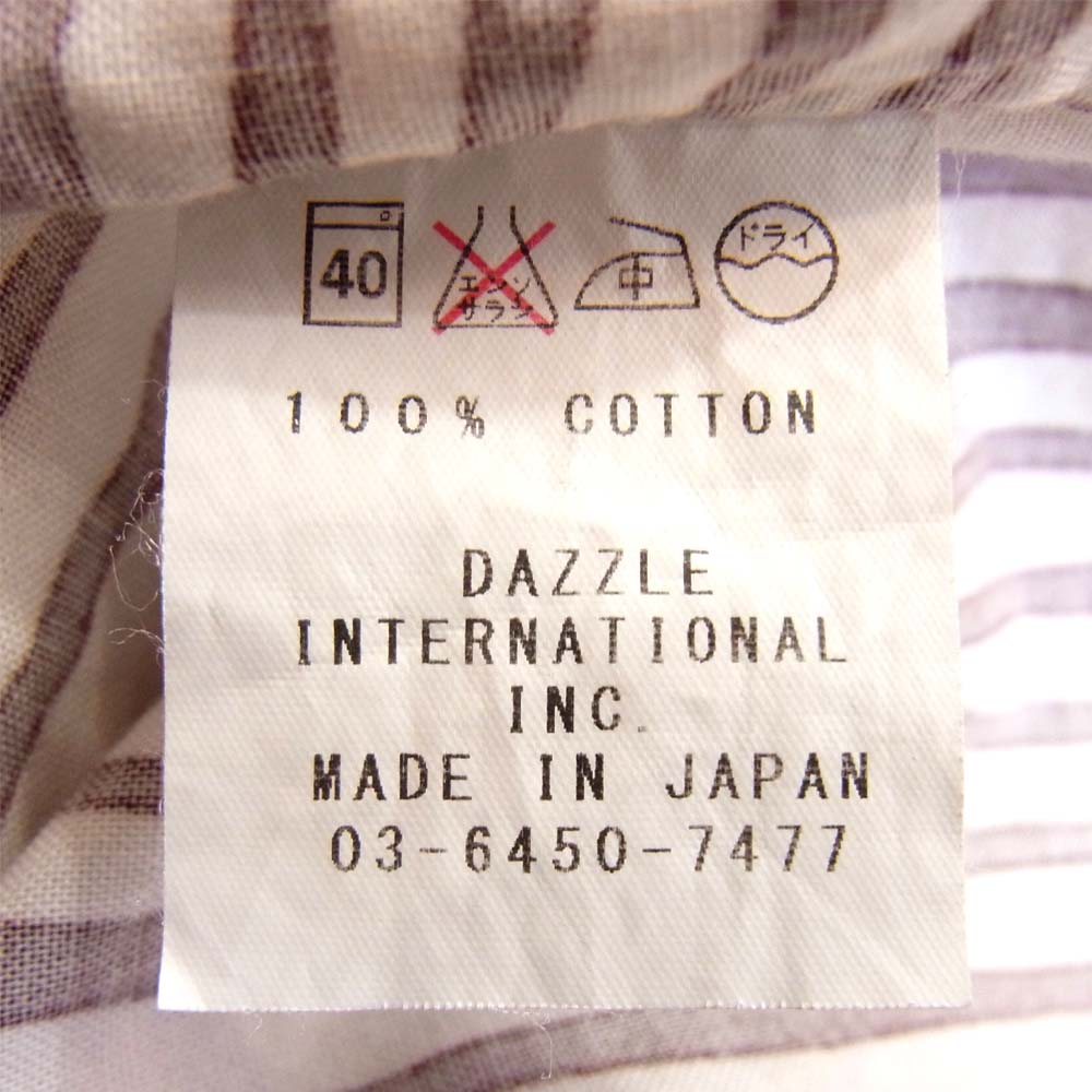ドライボーンズ ストライプ オープンカラー 半袖シャツ 茶×白 S【中古】